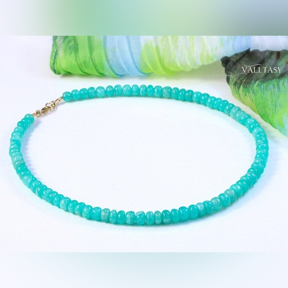 Valltasy Amazonite Necklace in 14K Solid Gold - Picture 10 of 12